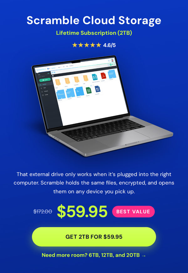 Scramble Cloud Storage Lifetime Subscription (2TB)
