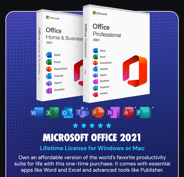 Microsoft Office 2021 for Windows or Mac: Lifetime License
