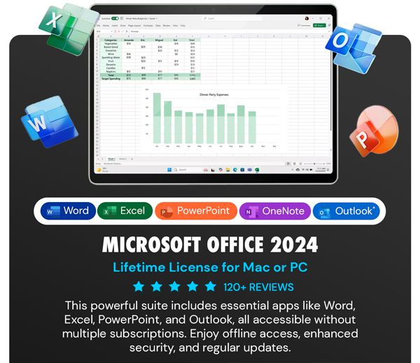 Microsoft Office 2024 Home & Business or Home for Mac or PC Lifetime License
