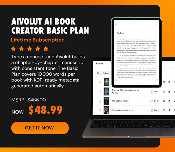 Aivolut AI Book Creator Basic Plan: Lifetime Subscription
