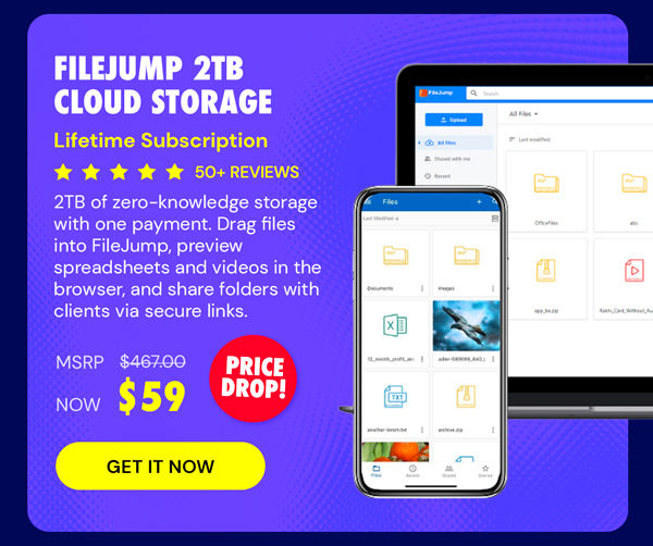 FileJump 2TB Cloud Storage: Lifetime Subscription