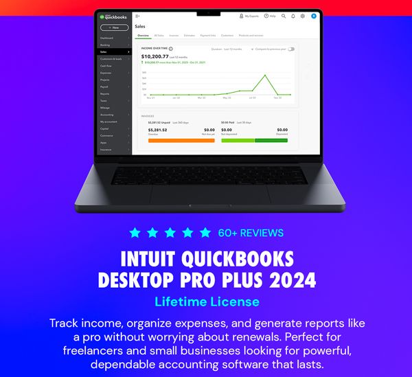 Intuit QuickBooks Desktop Pro Plus 2024 (1 User): Lifetime License