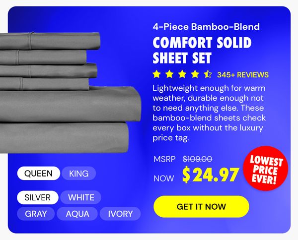 4-Piece Bamboo Comfort Solid Sheet Set