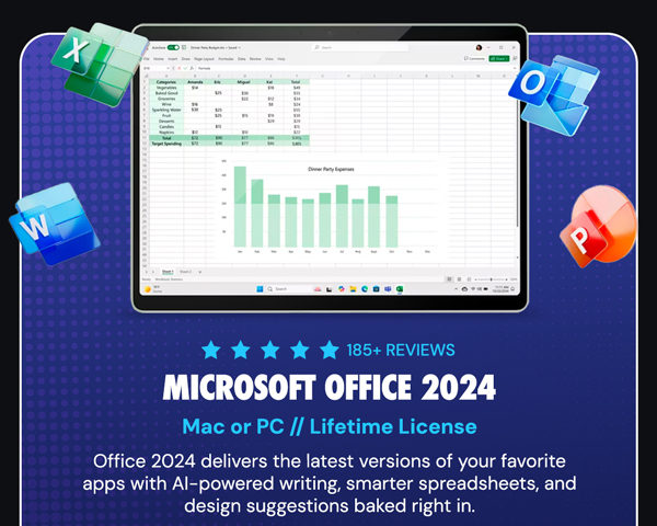 Microsoft Office 2024 Home for Mac or PC: One-Time Purchase