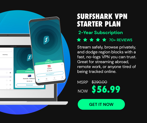 SurfShark VPN Starter Plan: 2-Yr Subscription