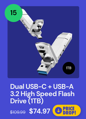 Dual USB-C + USB-A 3.2 High Speed Flash Drive (1TB)