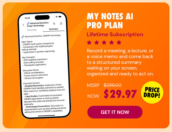 My Notes AI Pro Plan: Lifetime Subscription