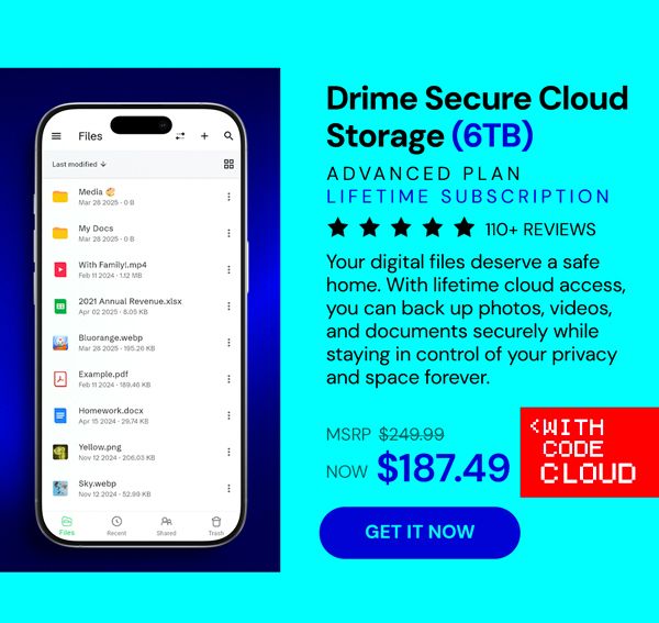 Drime Secure Cloud Storage: Lifetime Subscription (Advanced Plan/6TB)
