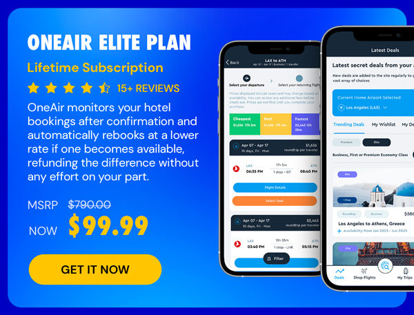 OneAir Elite Plan: Lifetime Subscription (Save Big on Flights, Hotels & More)