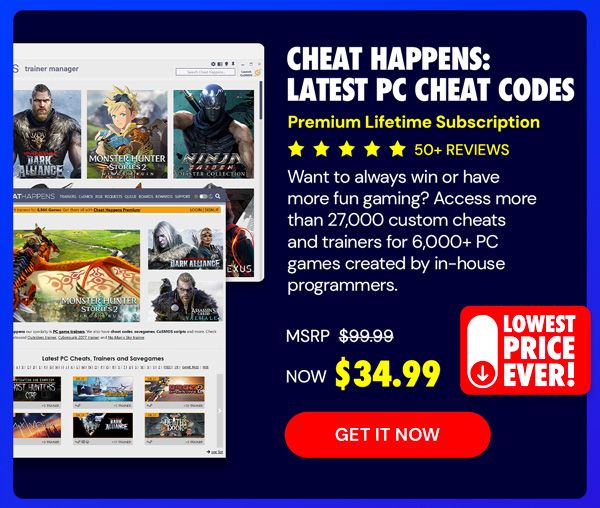 Cheat Happens Latest PC Cheat Codes: Premium Lifetime Subscription