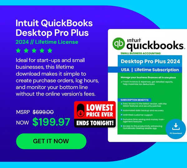 Intuit QuickBooks Desktop Pro Plus 2024 (1 User): Lifetime Licenses