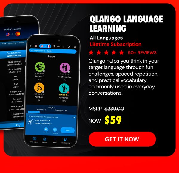 Qlango Language Learning: Lifetime Subscription (All Languages)
