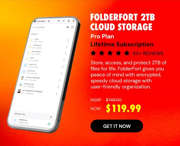 FolderFort 2TB Cloud Storage Pro Plan: Lifetime Subscription