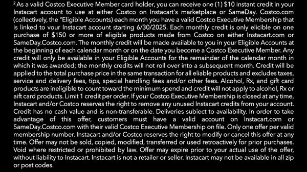 Digital Costco Shop Card Disclaimer | Terms and Conditions Apply - See Website for Details