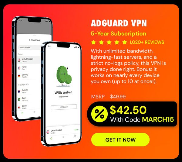 AdGuard VPN: 5-Yr Subscription