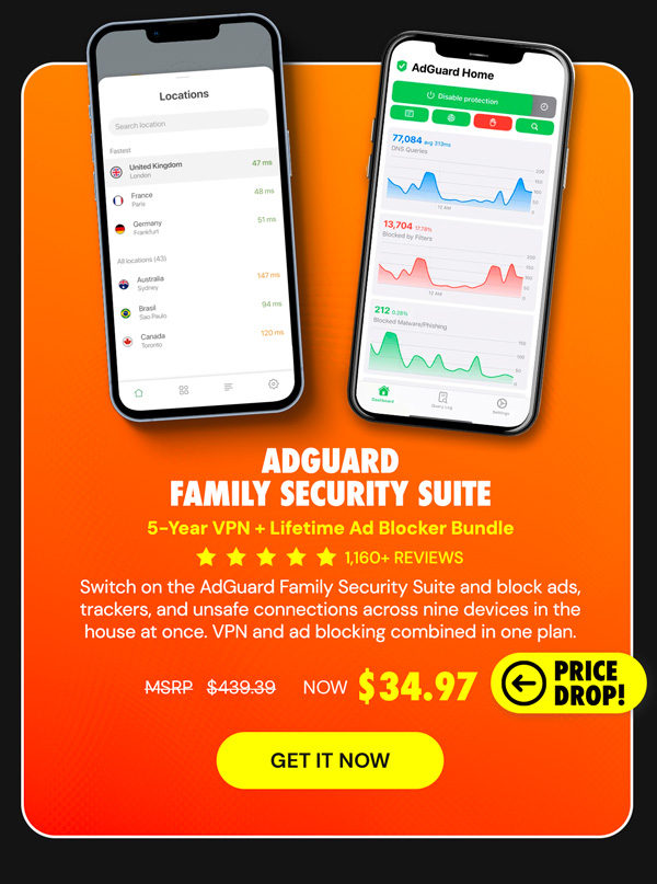 AdGuard VPN + Ad Blocker Family Security Suite