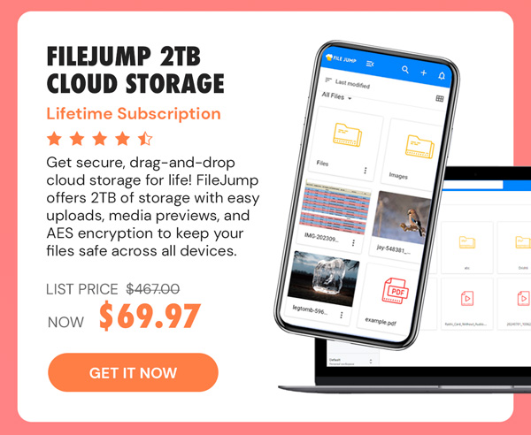 FileJump 2TB Cloud Storage: Lifetime Subscription
