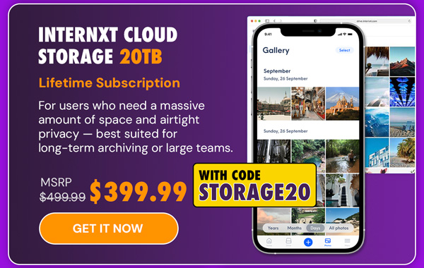 Internxt Cloud Storage Lifetime Subscription (20TB)