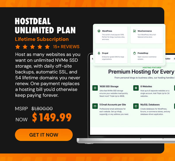 Hostdeal Unlimited Plan: Lifetime Subscription