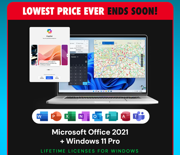 The All-in-One Microsoft Office Pro 2019 for Windows: Lifetime License + Windows 11 Pro Bundle