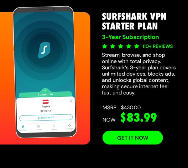 Surfshark VPN Starter Plan: 3-Yr Subscription