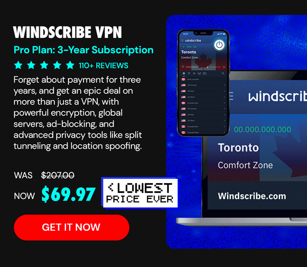 Windscribe VPN Pro Plan: 3-Yr Subscription