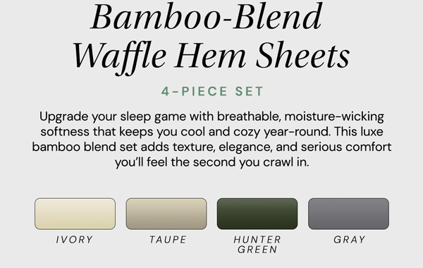 4 Piece Bamboo Blend Waffle Hem Sheet Set