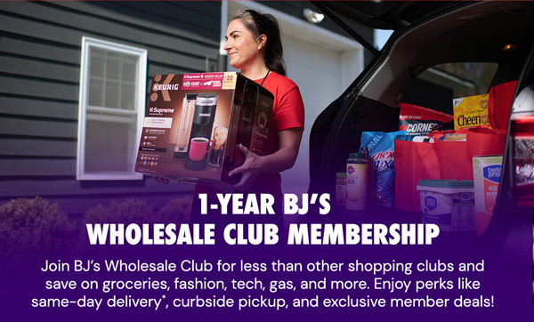 $20 for a one-year The Club Card Membership with BJ’s Easy Renewal®‹ + $20 reward› after making a $60 purchase. (Terms apply.)