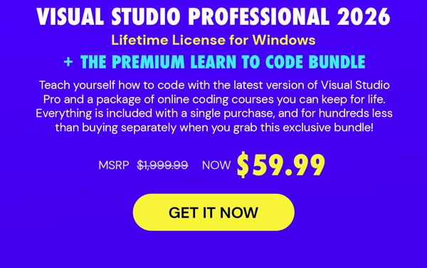 Microsoft Visual Studio Professional 2026 + The Premium Learn to Code Certification Bundle