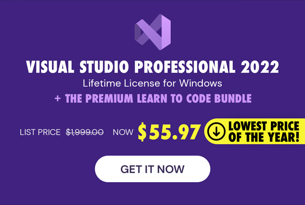 Microsoft Visual Studio Professional 2022 + The Premium Learn to Code Certification Bundle
