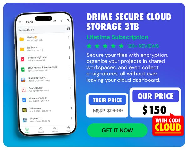 Drime Secure Cloud Storage: Lifetime Subscription (Professional Plan/3TB)