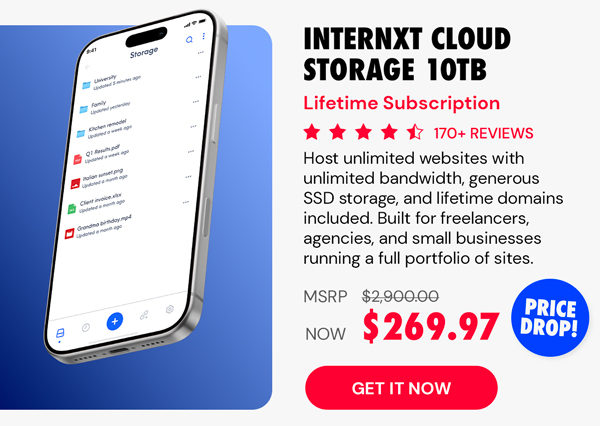 Internxt Cloud Storage Lifetime Subscription: 10TB Plan