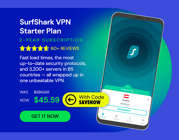 SurfShark VPN Starter Plan: 2-Yr Subscription