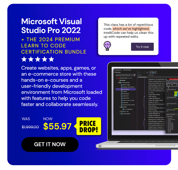 Microsoft Visual Studio Professional 2022 + The 2024 Premium Learn to Code Certification Bundle