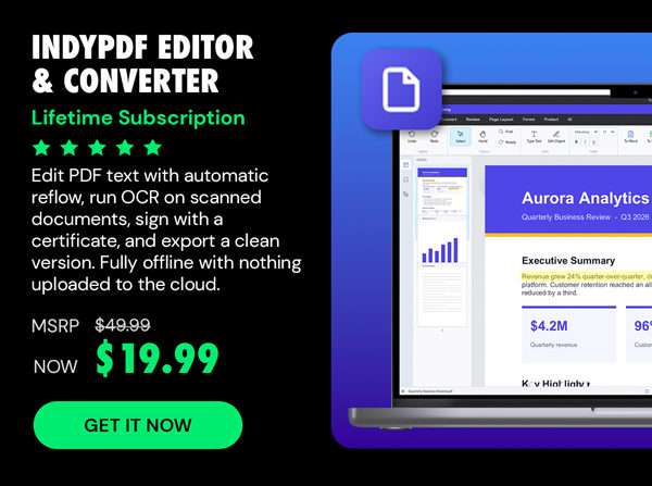 IndyPDF Editor & Converter: Lifetime Subscription