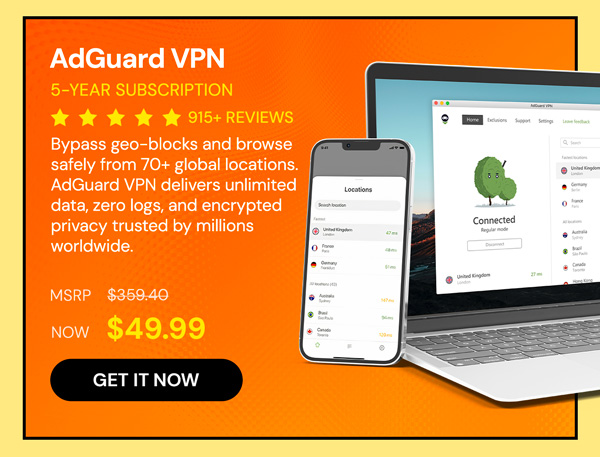 AdGuard VPN: 5-Yr Subscription