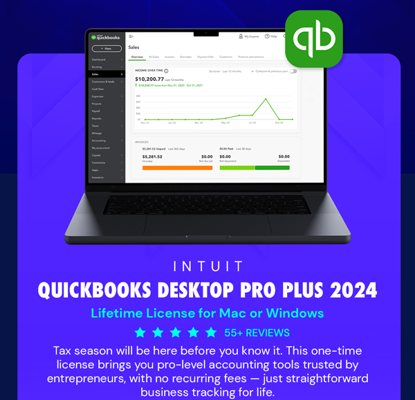 Intuit QuickBooks Desktop Pro Plus 2024 (1 User): Lifetime License