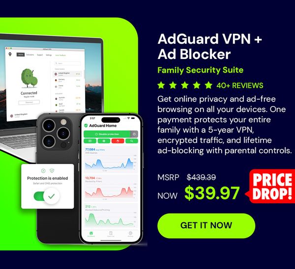 AdGuard VPN + Ad Blocker Family Security Suite