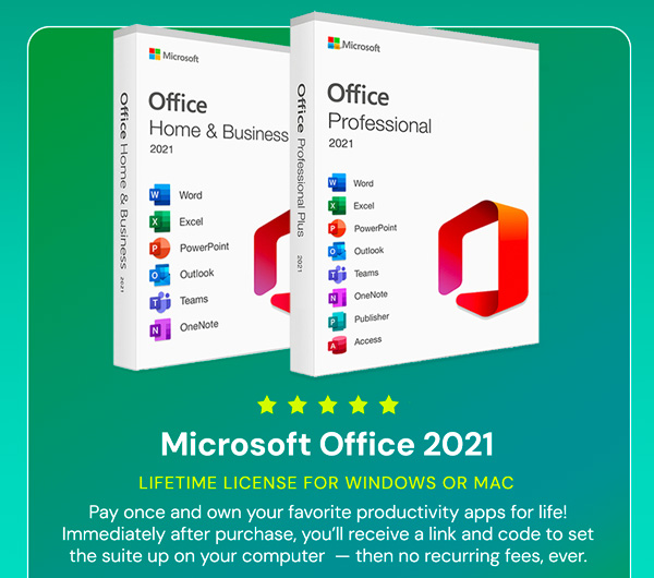 Microsoft Office 2021 for Windows or Mac: Lifetime License