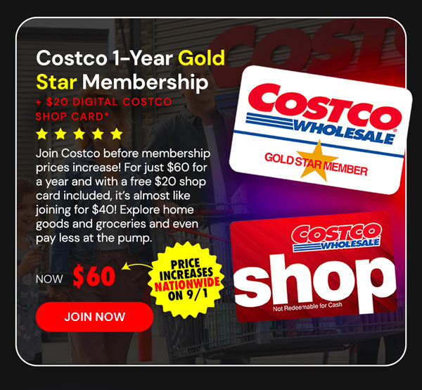 Costco 1-Year Gold Star Membership + $20 Digital Costco Shop Card