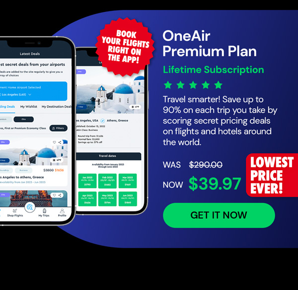 OneAir Premium Plan: Lifetime Subscription (Save Big on Flights, Hotels & More)