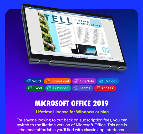 Microsoft Office 2019 for Windows or Mac | Lifetime License