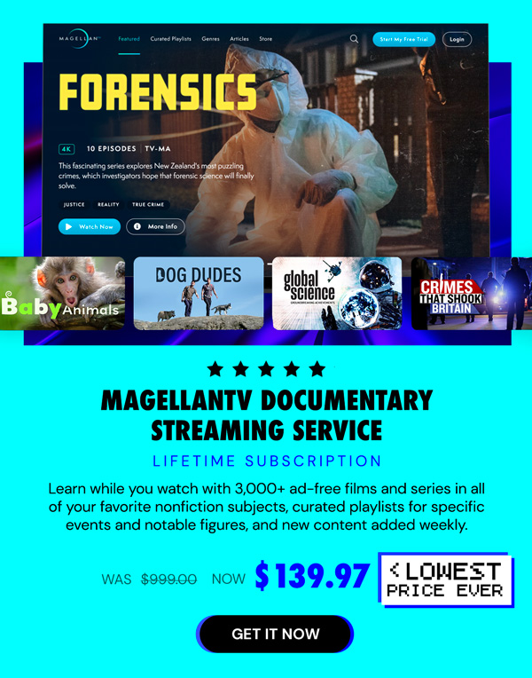 MagellanTV Documentary Streaming Service: Lifetime Subscription