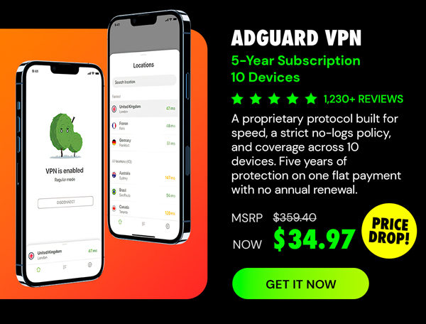 AdGuard VPN: 5-Yr Subscription
