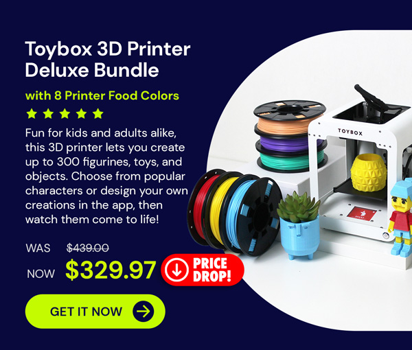 Toybox 3D Printer Deluxe Bundle with 8 Printer Food Colors