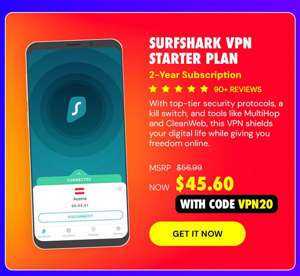 SurfShark VPN Starter Plan: 2-Yr Subscription