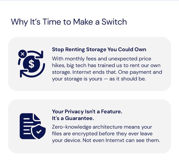 Internxt Cloud Storage Lifetime Subscription: 10TB Plan