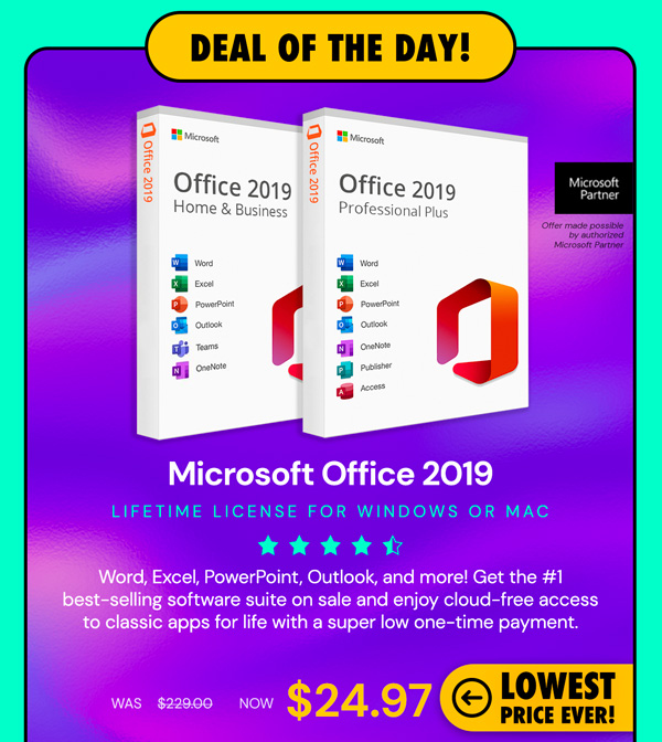 Microsoft Office 2019 for Windows or Mac Lifetime License