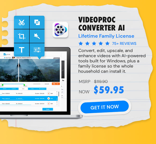 VideoProc Converter AI: Lifetime Family License (For Windows)