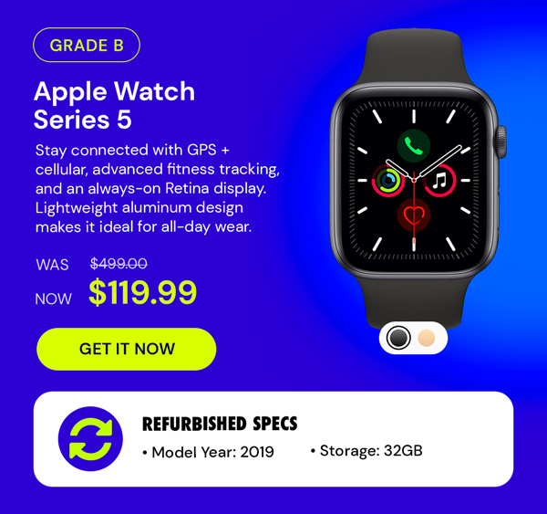 Apple Watch Series 5 (2019) Aluminum GPS + Cellular (Refurbished)